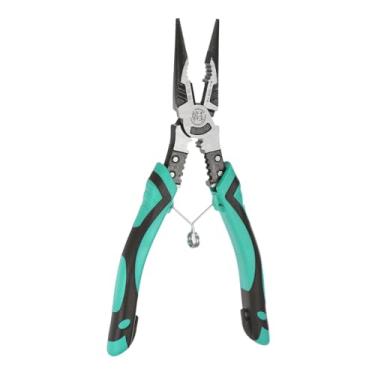 Imagem de HARFINGTON Alicates de ponta longa 22 cm com cortadores de descascador de arame, aderência confortável 5 em 1 para cortar fio de crimpagem e decapagem