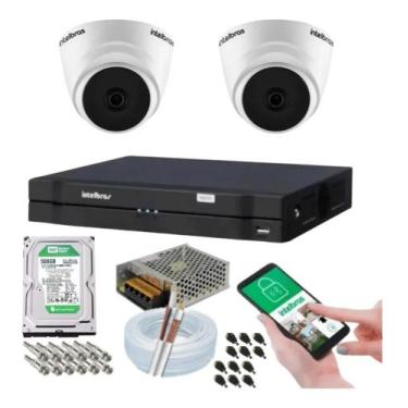 Imagem de Kit 2 Câmeras Dome Intelbras 1120d Dvr 4 Canais Com Hd