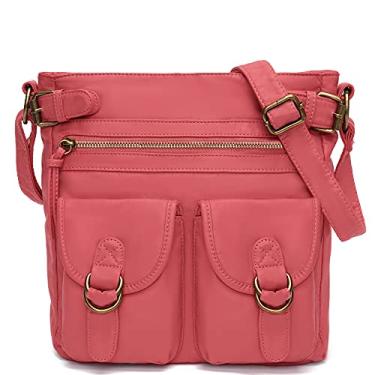 Imagem de Scarleton Bolsas femininas, bolsas transversais para mulheres, bolsa transversal, bolsas para mulheres, bolsa de ombro com vários bolsos, H2005, Rosa brilhante, Large