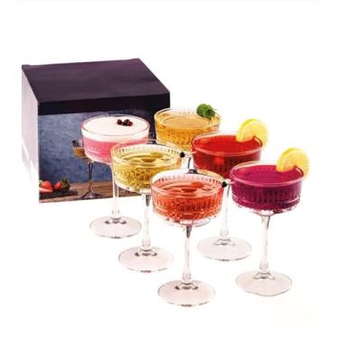 Imagem de Conjunto de 6 copos de cupê vintage da Buybox Champanhe, Cocktail, Martini, taças de vinho, taças de haste longa, (250 ml)