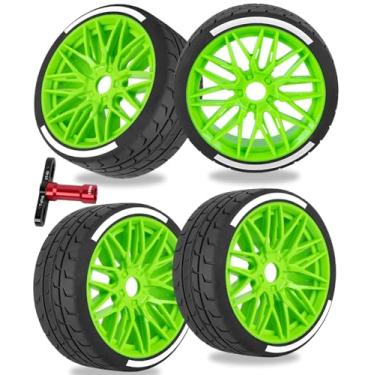 Imagem de RCarmubWow RC Wheels and Tires Highway Tires for 1/8 Typhon 6S BLX,1/7 Infraction 6S BLX,Limitless,RC Wheels RC Tires Soft Tires Buggy Tires Off Road Racing Truck Tires,4pcs,Green