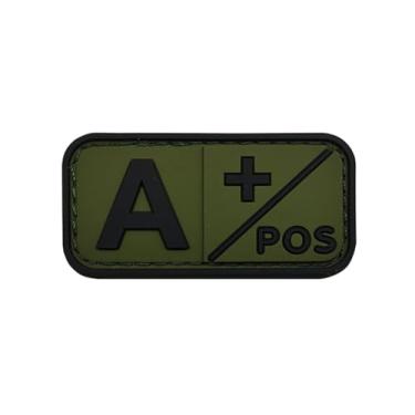Imagem de Ysmzzmsy 1 Patch de moral PVC tipo sanguíneo – Adesivo de moral divertido, tático, militar, muito adequado para seu equipamento militar tático, mochila, chapéu, colete (5 x 2,5 cm (verde A+)