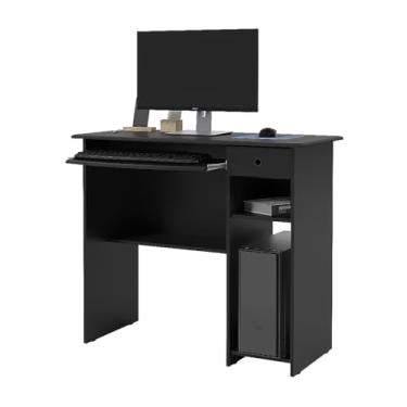 Imagem de Mesa de Escritório Viena com Gaveta, Espaço para CPU e Teclado - Escrivaninha Computador Ergonômica (127x50x75cm)