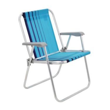 Imagem de Cadeira de Praia Camping Alumínio Samoa Cores Tramontina, Azul
