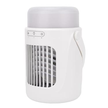 Imagem de Ventilador Portátil de Refrigerador de Ar Usb Recarregável 10000mAh 600ml Tanque de água 3 Configurações de Velocidade 2 Modos de Luz Com Anel Superior Selado para Acampamento