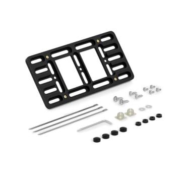 Imagem de Suporte frontal para placa de licença - Moldura universal para carro, caminhão, van, SUV com parafusos de aço inoxidável e tampas de parafuso antifurto, laços de metal e conjunto de chaves