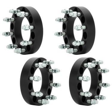 Imagem de ILONPA Espaçadores de roda 8 x 6,5 2" (50,8 mm) com furo de 130 mm, passo de rosca de pinos 9/40.6 cm-18, 4 adaptadores de aro forjado 8 x 165,1 mm 8 terminais para Dodge Ram 2500 3500 1994-2011,