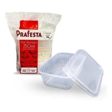 Imagem de Pote Retangular C/ Tampa 250ml PraFesta c/ 24 unidades