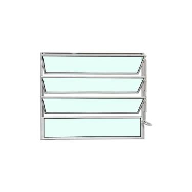 Imagem de Vitrô Basculante 1 Seção 80x100 Linha Esmeralda – Alumínio Branco, Vidro Liso 3mm – Lumineziri Esquadrias