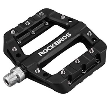 Imagem de Rock BROS Pedais leves de bicicleta de montanha pedais de plataforma de bicicleta de fibra de nylon para BMX MTB 9/40.6 cm preto