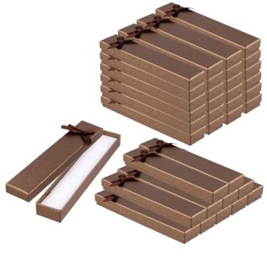 Imagem de SINJEUN Caixa de presente vazia de 36 peças, caixas de caneta marrom, caixa de apresentação de papelão com decoração de laço para presente de aniversário, lembrança de joias