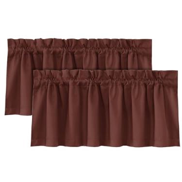 Imagem de H.VERSAILTEX 100% cortina blackout sanefa para janelas 2 painéis com isolamento térmico bolso para varão pequena saia curta para cozinha, café, banheiro, sala de estar, quarto, lavanderia, ferrugem