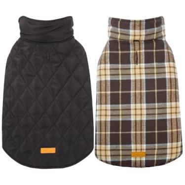 Imagem de Kuoser Casaco impermeável para cães, reversível para cães grandes, casaco de inverno durável ajustável para filhotes de cachorro Groowing, roupas quentes para clima frio, marrom novo G