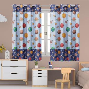 Imagem de Cortina Infantil Estampada, 200 x 150 cm, Poliéster, Decorativa para Quarto, Sala ou Escola (PLANETAS)