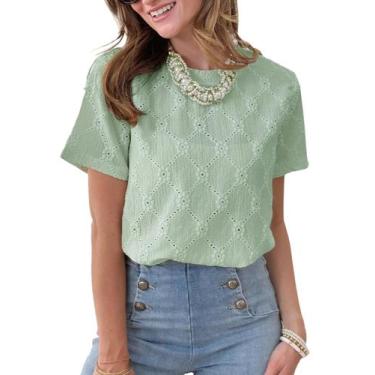 Imagem de Camiseta feminina Dokotoo, de verão, gola redonda, verde, tamanho S