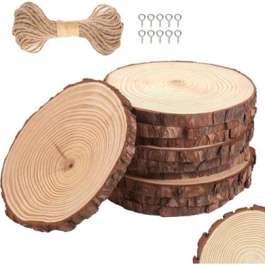 Imagem de Conjunto de fatias de madeira ktondic de 6-7 polegadas de diâmetro par