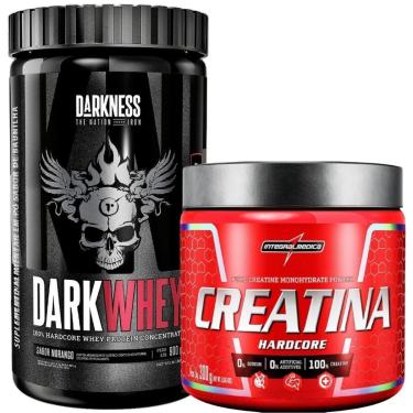 Imagem de Kit Dark Whey Sabor Morango 900G + Creatina Hardcote Integralmedica 300G-Unissex