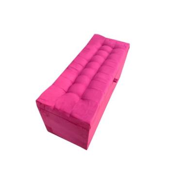 Imagem de Puff Baú Organizador 1 Metro - Banco com Armazenamento para Quarto, Suporta 180kg, Tecido Suede, Pronto para Usar(Rosa Choque,Pés em PVC)