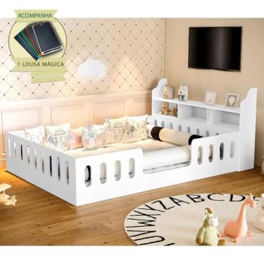 Imagem de Cama Casal Design Montessoriana Helo Com Nicho Branca Incluso Lousa Mágica
