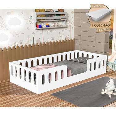 Imagem de Cama Infantil Montessoriana Helo Solteiro + Kit - Branca