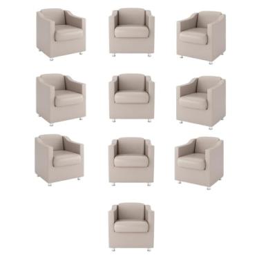 Imagem de Kit 10 Poltronas Decorativas Consultorio Recepção Sala Cor:bege
