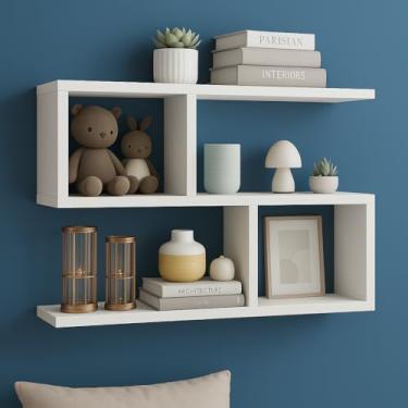 Imagem de Prateleira Suspensa MDF 60x90x20cm Branca Nicho Decorativo para Sala, Quarto e Livros