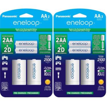 Imagem de Baterias recarregáveis Eneloop AA 2100mAh com adaptadores D