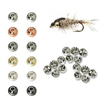 Imagem de (2.8 mm (7/64"), black nickle) - Aventik 50pc Brass Beads Tapered Hole Fly Tying Materials Lure Jig 10 Colours / 5 Sizes Fly Fishing