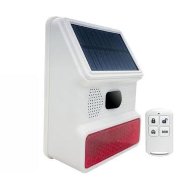 Imagem de Alarme de Luz Estroboscópica Solar com Detector Movimento Indução Anti-interferência IP65 Sirene 433MHz Sensor Sem Fio Casa Fazenda celeiro Villa Jardim Host Controle Remoto