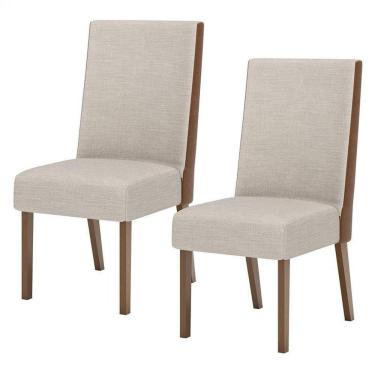 Imagem de Cadeira Para Mesa De Jantar Anne Kit 02 Peças Nature Corano Caramelo Creme - Henn