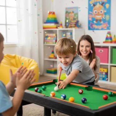 Imagem de Mini Mesa De Sinuca Bilhar Infantil Profissional Sinuca Infantil 38X27X16 Com Acessórios (Verde/Preto)