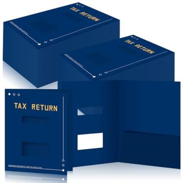 Imagem de Mooliwe 100 pastas azuis de declaração de imposto de renda a granel 22 x 29 cm organizador de imposto de renda com grampos laterais pastas de documentos de bolso de papel para contadores, material de