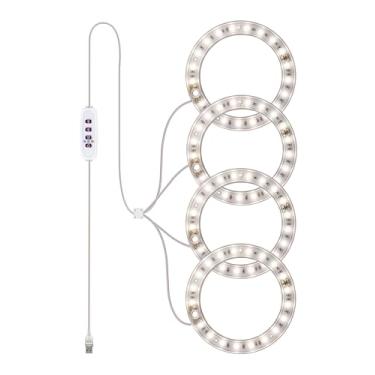 Imagem de Luzes de Crescimento LED Lâmpada Planta Espectro Completo com 20 LEDs 12H 16H Timer 5 Níveis Dimmer Altura Ajustável Anel USB para Suculentas