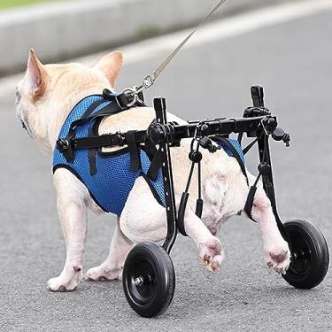 Imagem de PUJPOQRP Cadeira de rodas para animais de estimação pequena para cães/gatos/animais de estimação para pernas traseiras, carrinho de passeio assistido com arnês macio, cadeira de rodas ajustável para