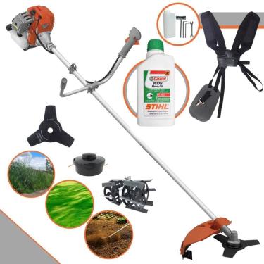 Imagem de Aparador de Grama Lateral Tekna RL520AC-G2 À Gasolina 52cc 2HP 13.000rpm Roçadeira Com Carretel Nylon + Lâmina 3 Pontas + Enxada Rotativa + ÓLEO STIHL