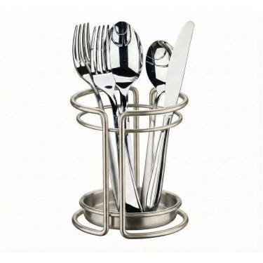 Imagem de Suporte Escorredor Porta Talheres Utensílios Pia Bancada Cozinha Níquel - 1195NI Future