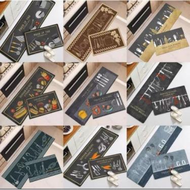 Imagem de Kit 2 Tapetes de Cozinha Antiderrapantes e Absorventes – Passadeira 40x120cm + Tapete 40x60cm em Poliéster(aleatorio,1)