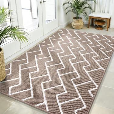 Imagem de OLANLY Tapete de porta frontal, suporte de borracha antiderrapante, resistente à sujeira e absorvente, lavável, capacho interno de baixo perfil fácil de limpar para porta traseira, entrada, entrada