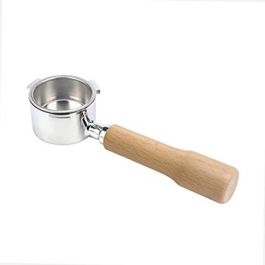 Imagem de Portafilter sem fundo para café de 51mm com cesto cabo madeira reutilizável liga reposição máquina Delonghi EC680 EC685 ferramenta extração acessórios