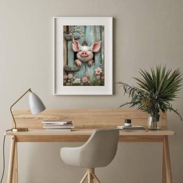 Imagem de Quadro Porquinho Sorridente - 60X48Cm