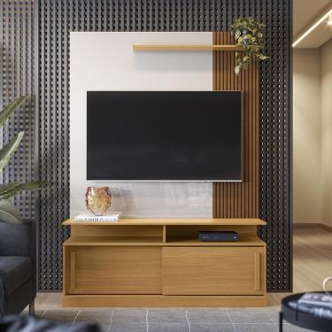 Imagem de Rack Home Painel Tv Até 60 Polegadas Chicago Tauari Com Off Perolizado - Lukaliam Móveis