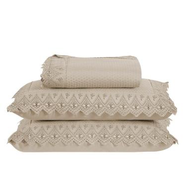 Imagem de Colcha Queen Home Madrid Com Bordado Inglês 300 Fios 3 Peças - Avela