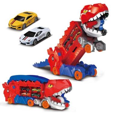 Imagem de Caminhão Dinossauro Pista de Carrinho Infantil Maleta para 18 Carrinho