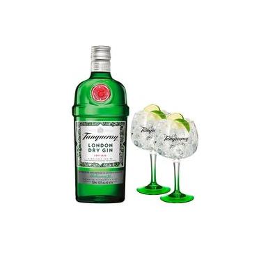 Imagem de Combo Gin Tanqueray London Dry 750Ml + 2 Taças Tanqueray De Vidro Importadas