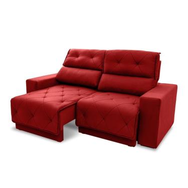 Imagem de Sofá Retrátil Reclinável Belga 2,00m Suede Velut Vermelho Molas No Assento