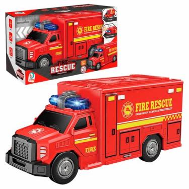 Imagem de Caminhãozinho De Bombeiro Fire Rescue Brinquedo Interativo Com Luz E S