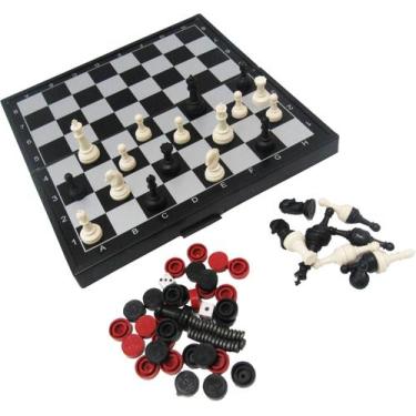 Imagem de Tabuleiro 3 em 1 Xadrez Damas Gamão Dobrável Toymix - Toy Mix