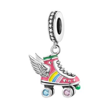 Imagem de Pingentes De Patins De Balé Rosa Femininos Em Prata 925 Para Pulseira,