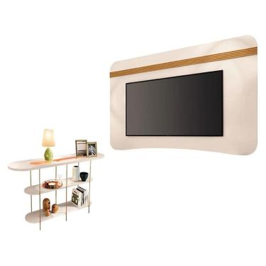 Imagem de Painel Suspenso Armony Off White Cinamomo com Aparador Infinity Off White - HB Móveis