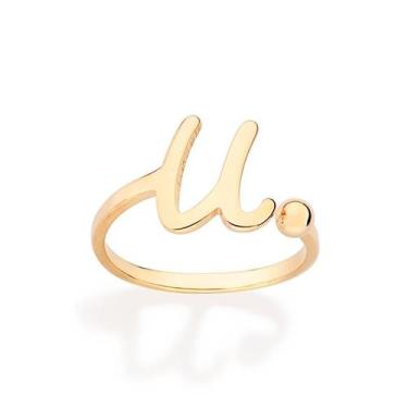 Imagem de Anel Rommanel Letra Ajustável Folheado a Ouro 513440, Dourado, 22